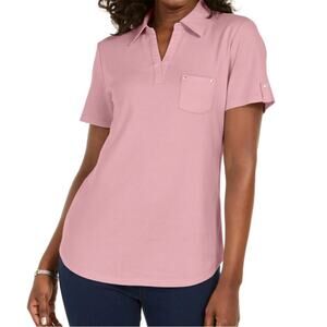 Three Karen Scott Light Pink Polo Shirts Small Short Sleeve Relaxed Fit Sporty
